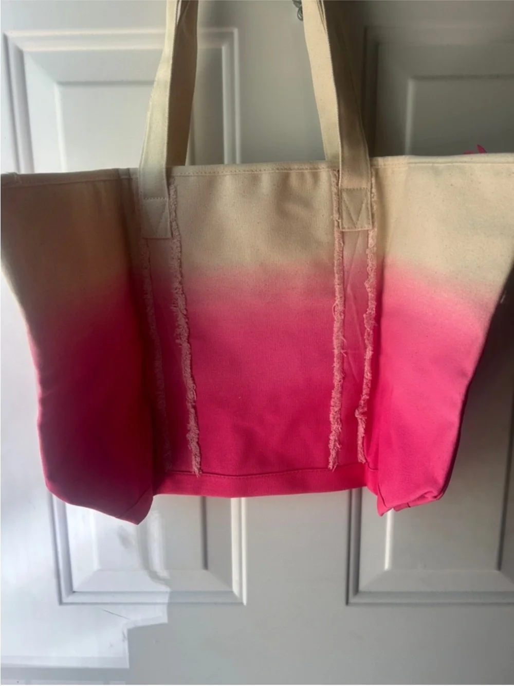 Victoria's Secret Cream-to-Pink Ombre Canvas Tote